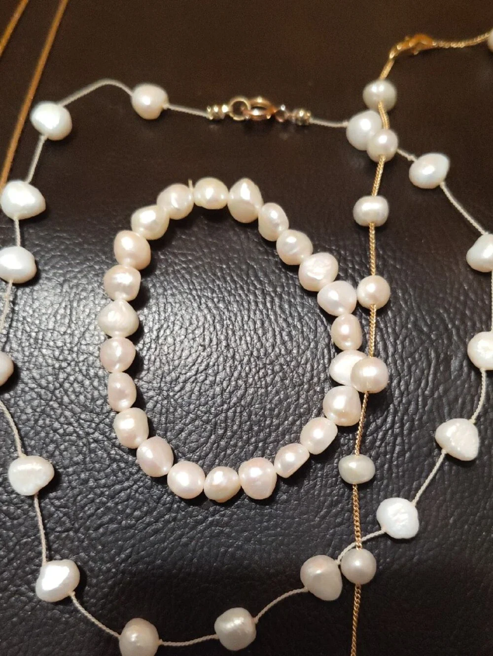 Freshwater Pearl and Green Bead Necklace Set - Women Jewelry - Picture 3 of 5